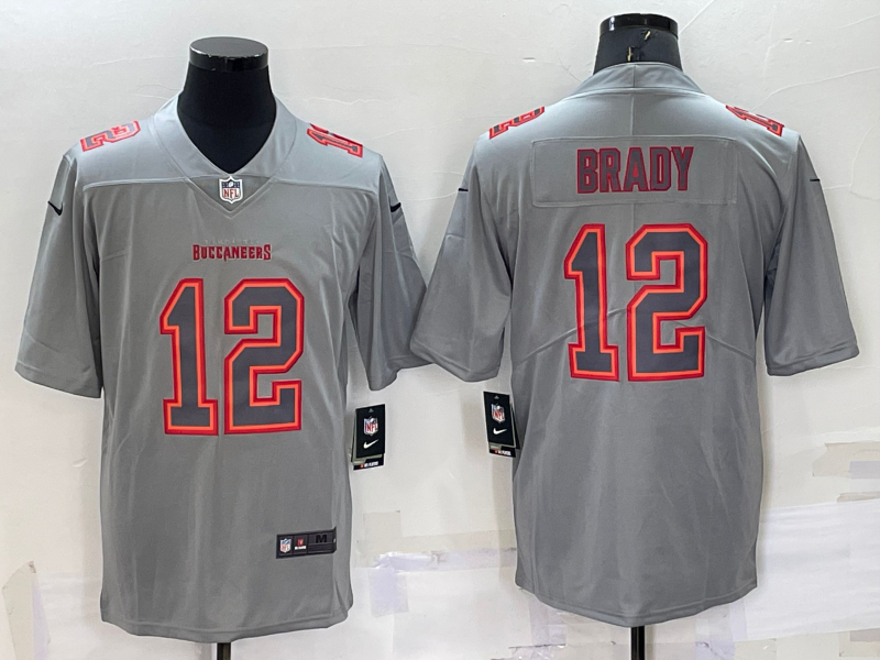 Men's Tampa Bay Buccaneers #12 Tom Brady Grey Atmosphere Fashion Stitched Jersey Men's Tampa Bay Buccaneers #12 Tom Brady Grey Atmosphere Fashion Stitched Jersey